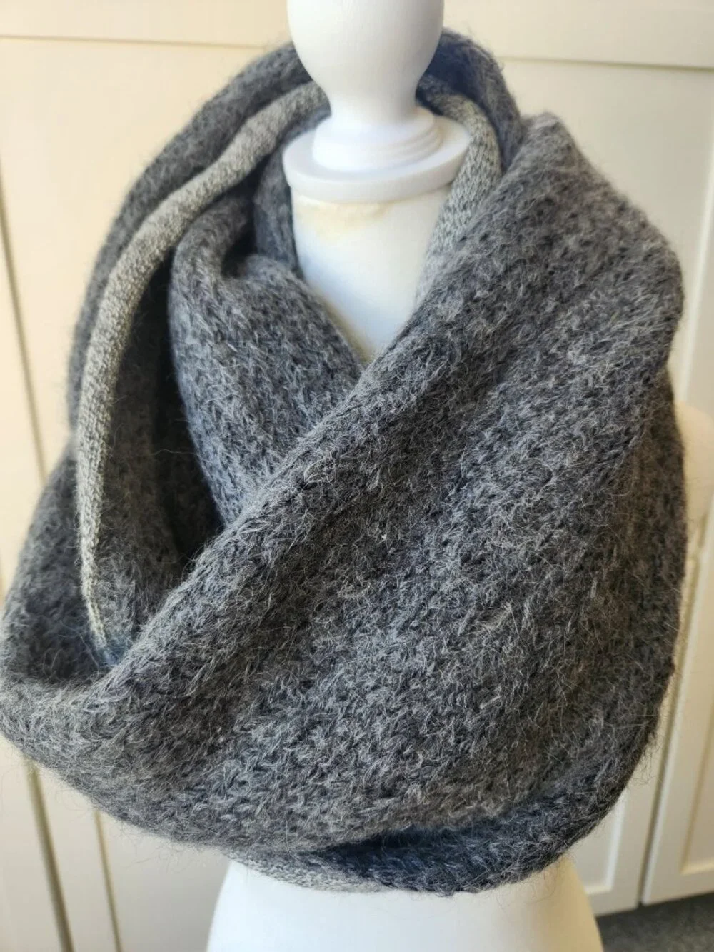 Terrain Alpaca Double-Sided Infinity Scarf Gray Soft Cozy Winter Fall Luxury